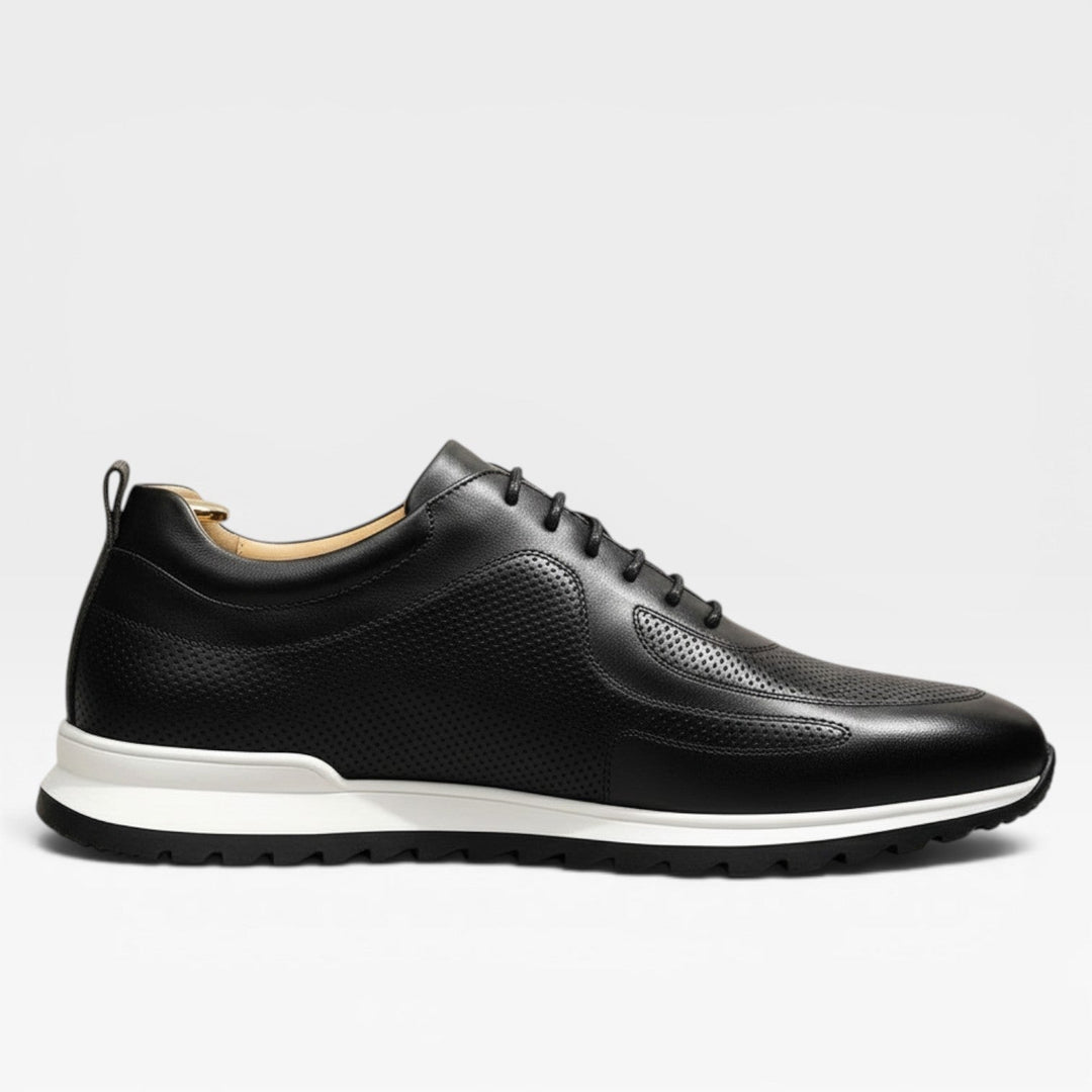 Men's Genuine Leather Trainers – Classic Lace Up Smart Casual Sneakers