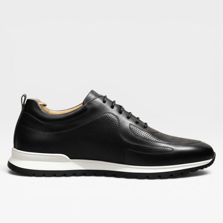 Men's Genuine Leather Trainers – Classic Lace Up Smart Casual Sneakers