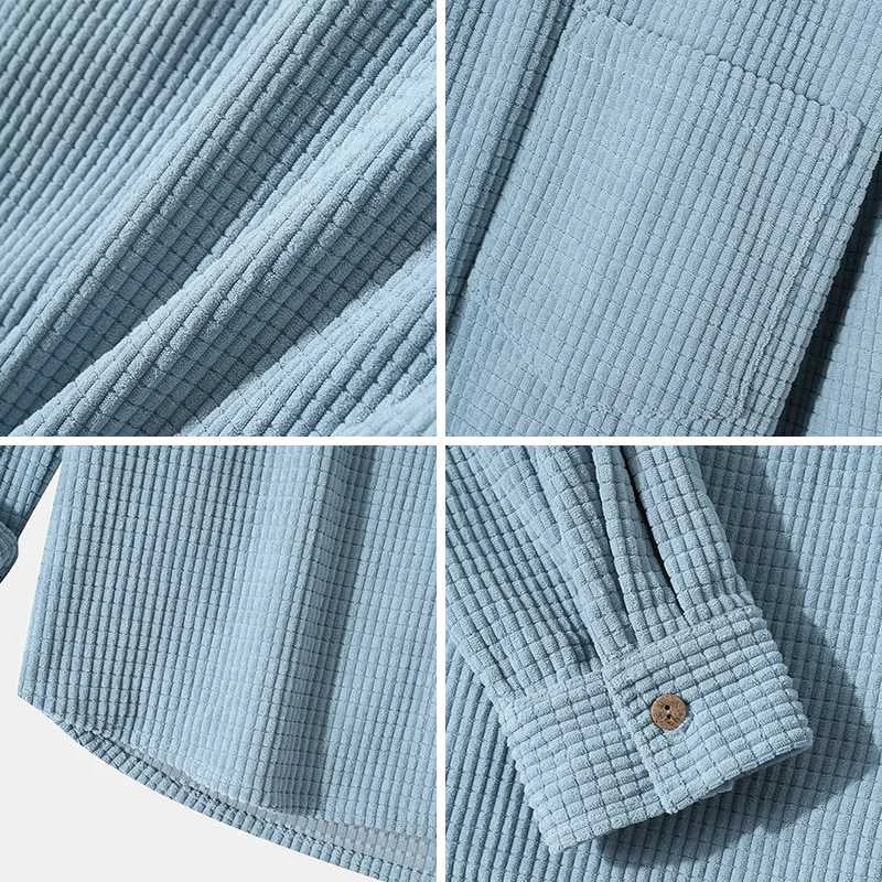 Men's Corduroy Overshirt Relaxed Fit Hooded Jacket
