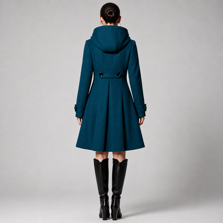 Women's Wool-Blend Coat A-Line Hooded