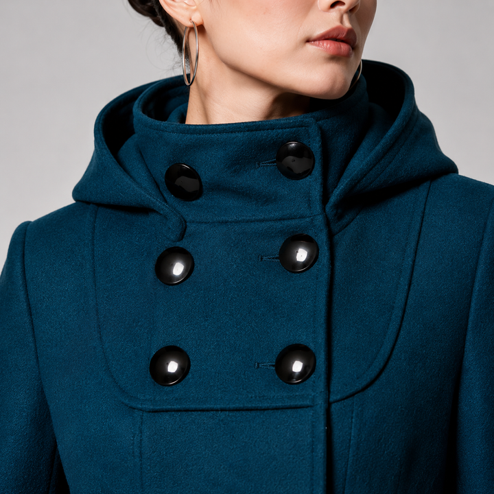 Women's Wool-Blend Coat A-Line Hooded
