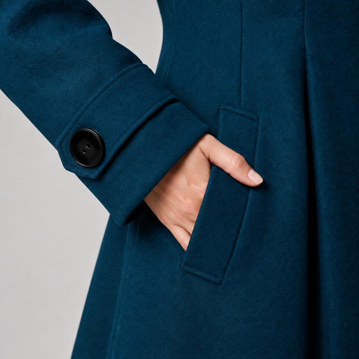 Women's Wool-Blend Coat A-Line Hooded