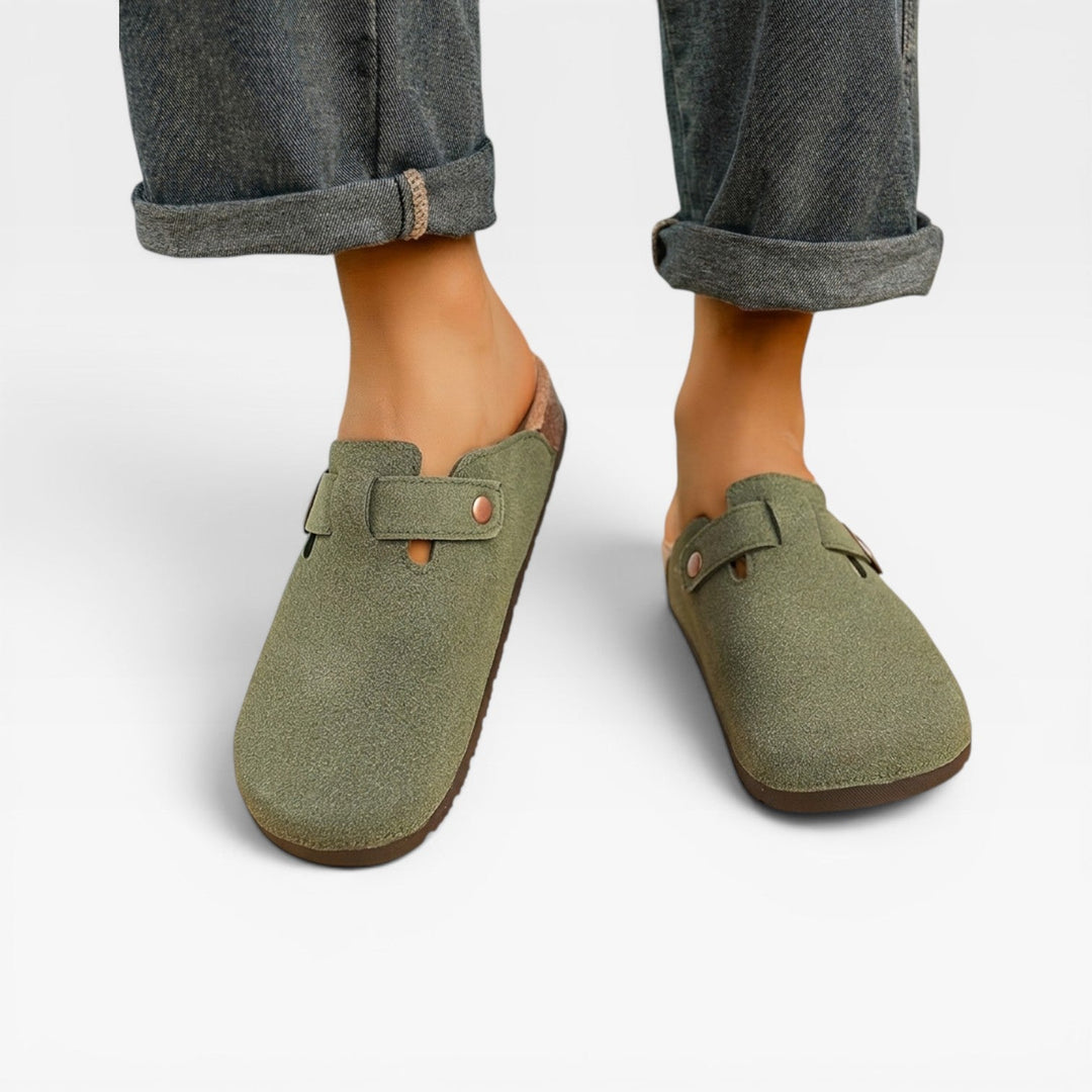 Men's Cork Clogs – Round Buckle Slip On Closed Toe Mules
