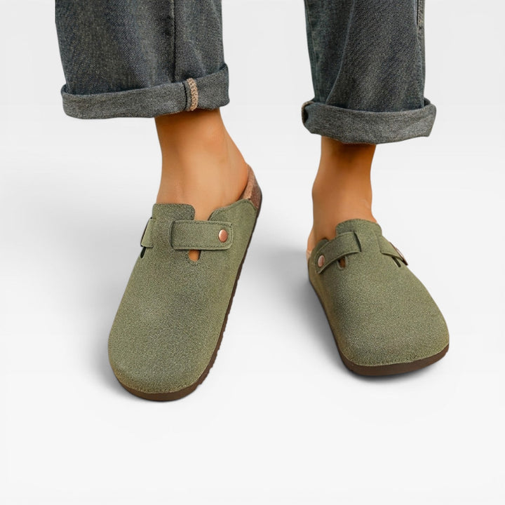 Men's Cork Clogs – Round Buckle Slip On Closed Toe Mules