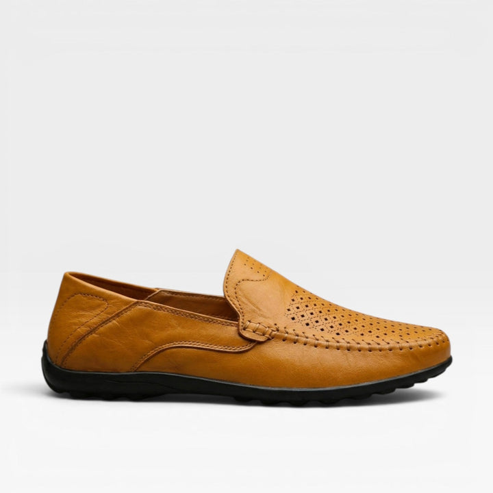Men's Genuine Leather Loafers – Breathable Slip On Casual Summer Shoes