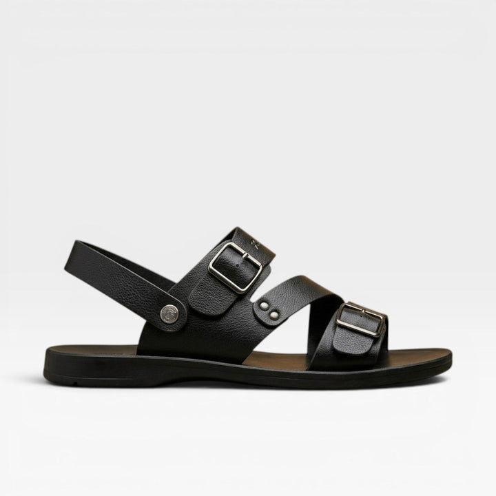 Men's Adjustable Strap Leather Sandals – Comfortable Buckle Summer Style