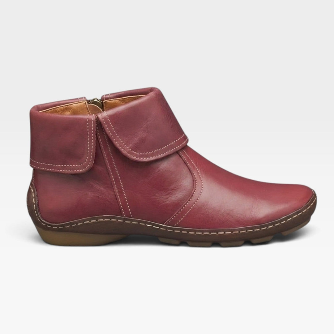 Women's Leather Ankle Boots – Fold Over Cuff Comfort Booties