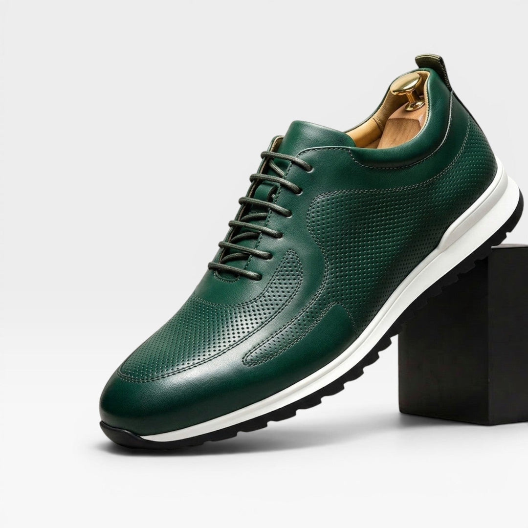 Men's Genuine Leather Trainers – Classic Lace Up Smart Casual Sneakers