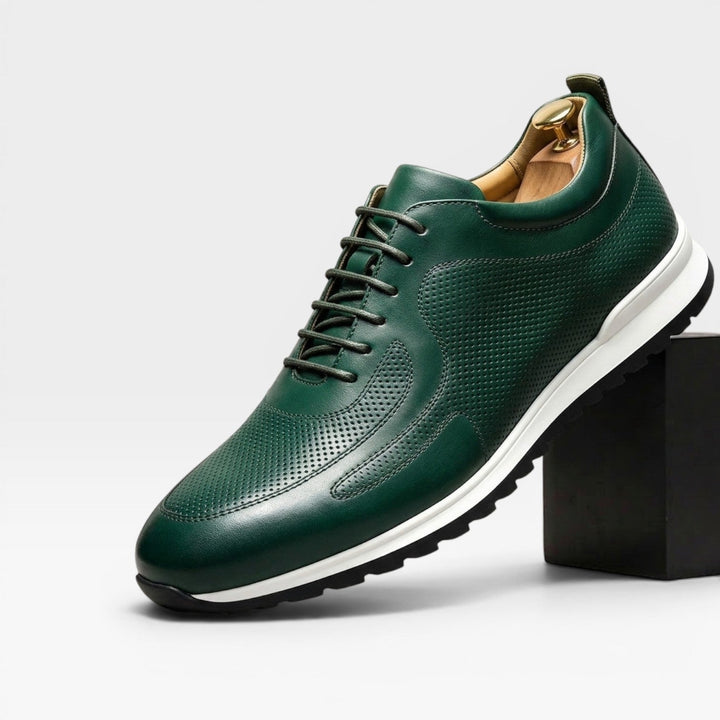 Men's Genuine Leather Trainers – Classic Lace Up Smart Casual Sneakers