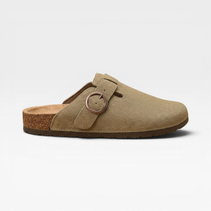 Men's Cork Clogs – Round Buckle Slip On Closed Toe Mules