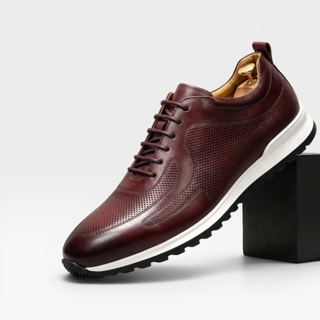 Men's Genuine Leather Trainers – Classic Lace Up Smart Casual Sneakers