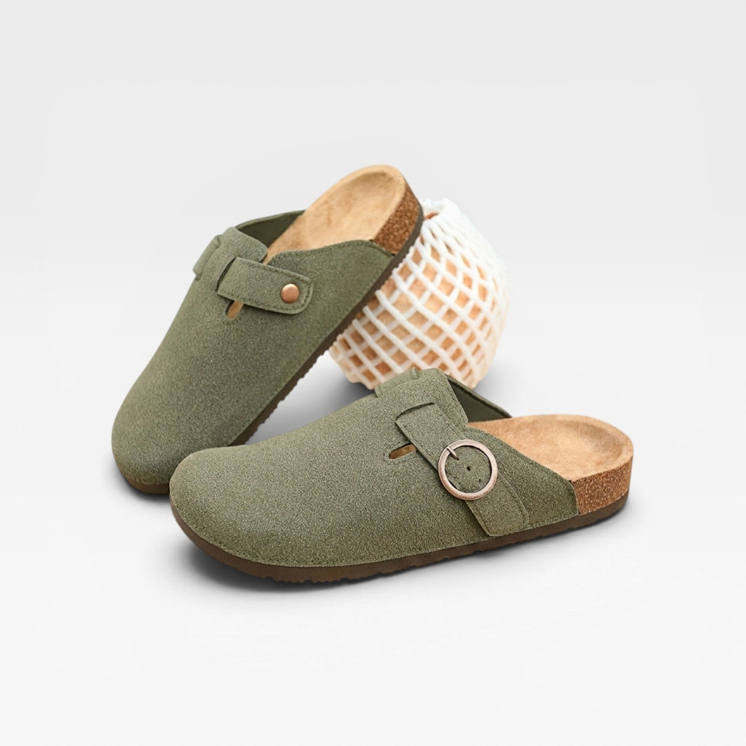 Men's Cork Clogs – Round Buckle Slip On Closed Toe Mules