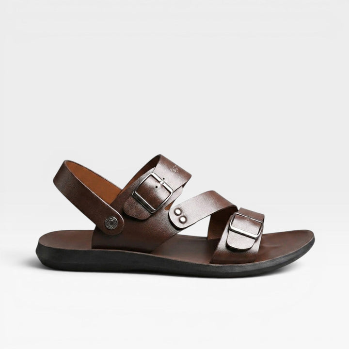 Men's Adjustable Strap Leather Sandals – Comfortable Buckle Summer Style