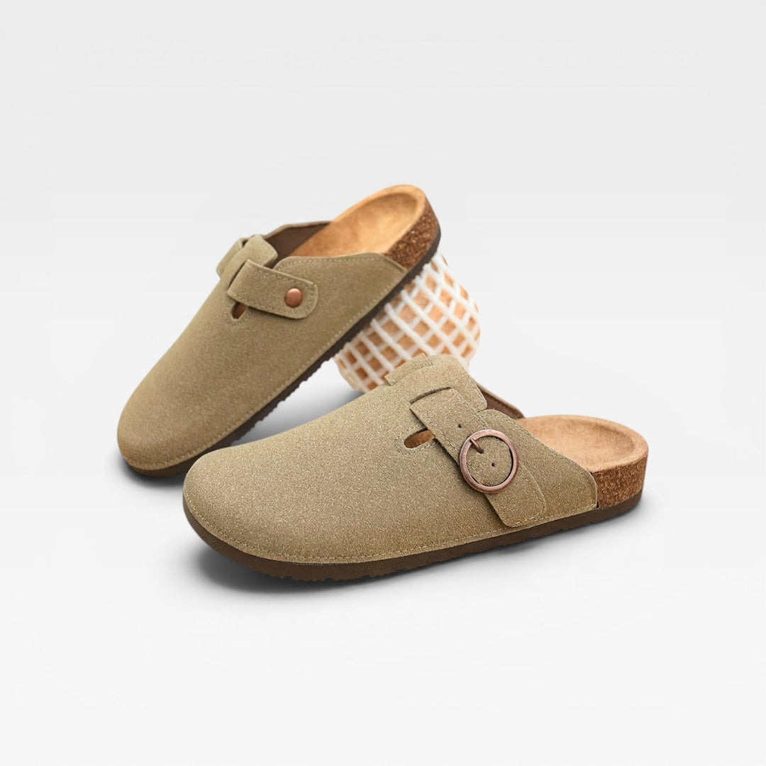 Men's Cork Clogs – Round Buckle Slip On Closed Toe Mules