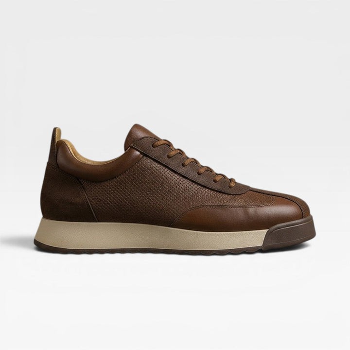 Men's Cowhide Leather Trainers – Classic Lace Up Casual Sneakers