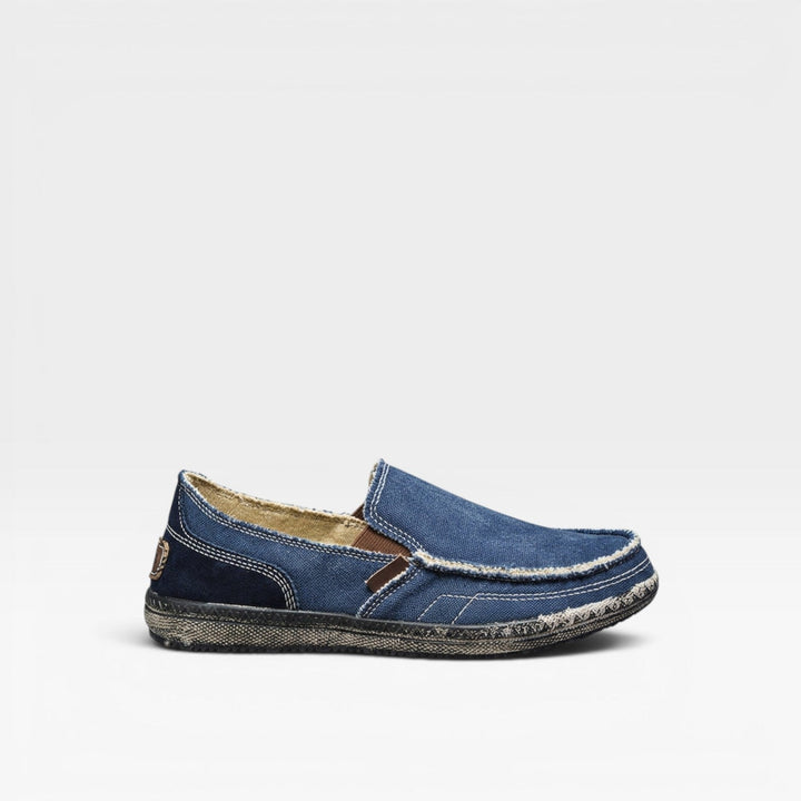 Men's Canvas Slip On Loafers – Casual Comfort Distressed Moccasin Shoes for Everyday Wear