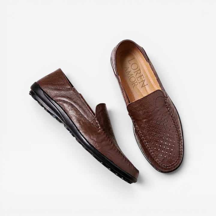 Men's Genuine Leather Loafers – Breathable Slip On Casual Summer Shoes