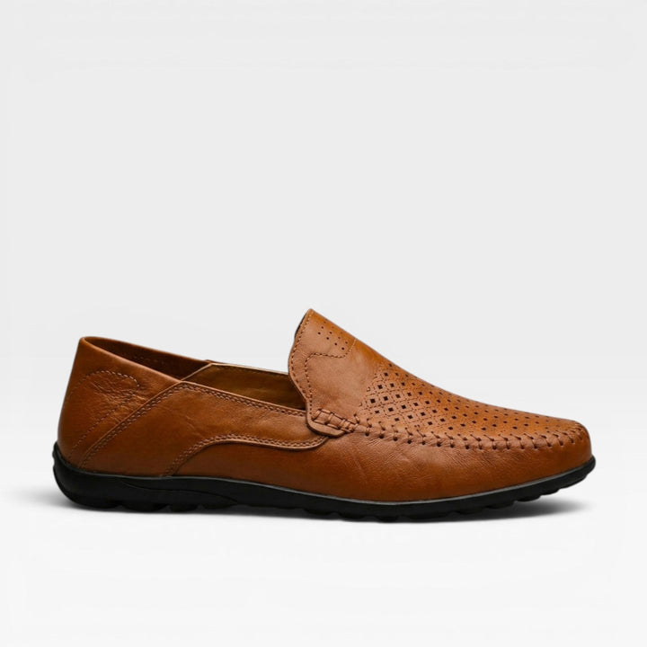 Men's Genuine Leather Loafers – Breathable Slip On Casual Summer Shoes