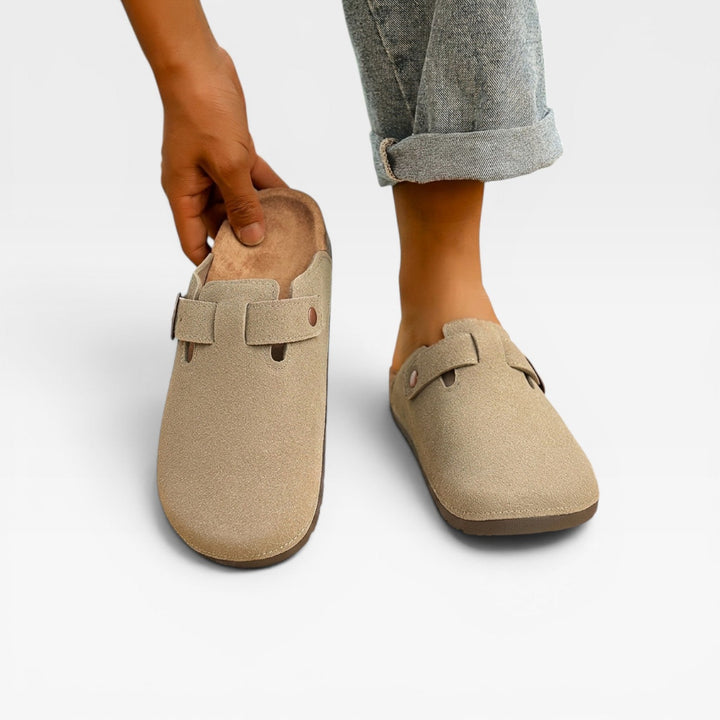 Men's Cork Clogs – Round Buckle Slip On Closed Toe Mules