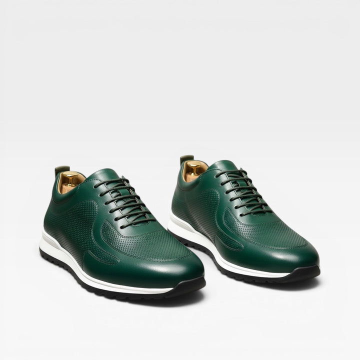 Men's Genuine Leather Trainers – Classic Lace Up Smart Casual Sneakers