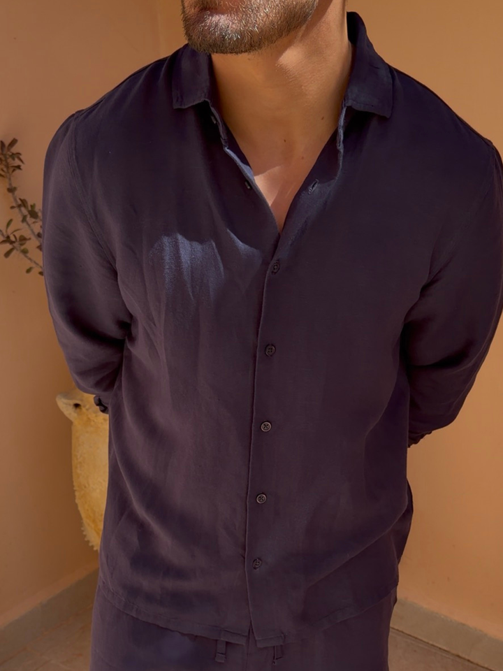 Men’s Casual Long Sleeve Shirt Button Collar Everyday Summer Top