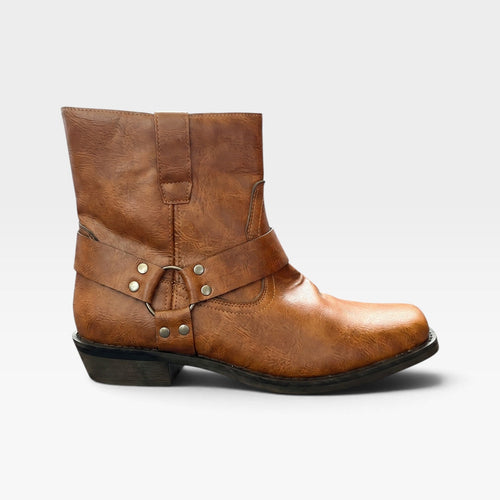 Men's Harness Ankle Boots – Distressed Leather Slip On Boots