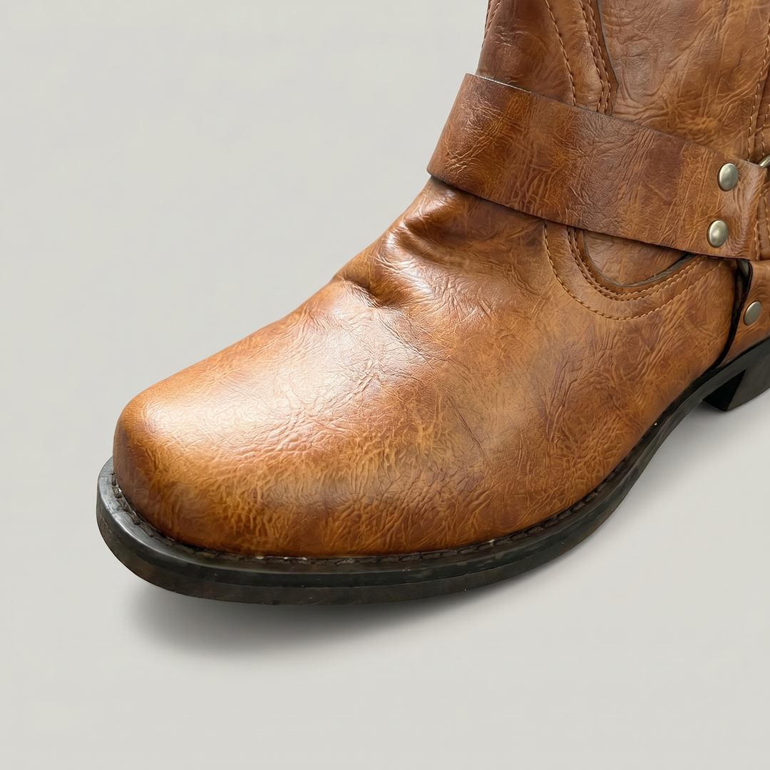 Men's Harness Ankle Boots – Distressed Leather Slip On Boots