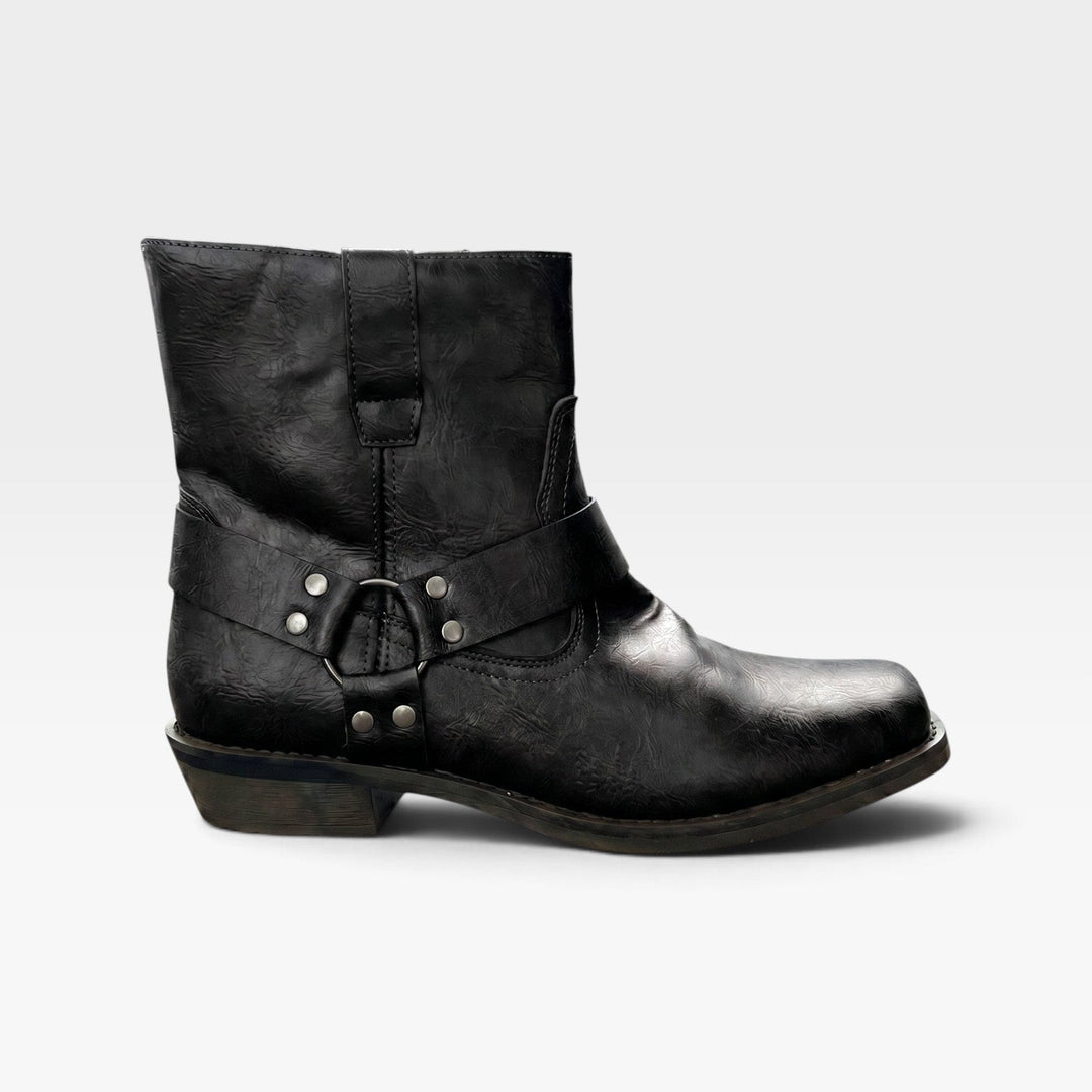 Men's Harness Ankle Boots – Distressed Leather Slip On Boots
