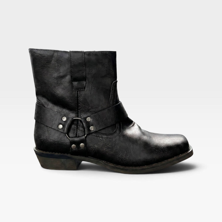Men's Harness Ankle Boots – Distressed Leather Slip On Boots