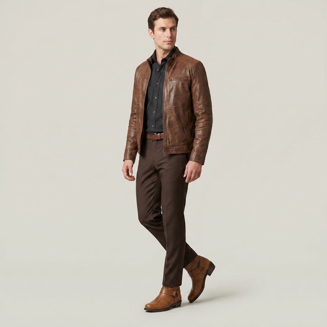 Men's Harness Ankle Boots – Distressed Leather Slip On Boots