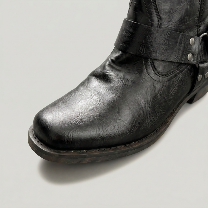 Men's Harness Ankle Boots – Distressed Leather Slip On Boots