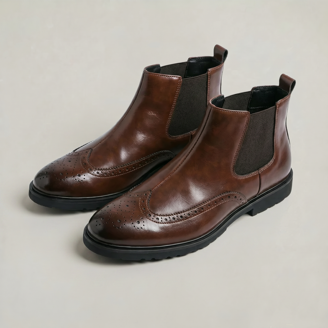 Men's Brogue Chelsea Boots – Wingtip Slip On Smart Casual Boots