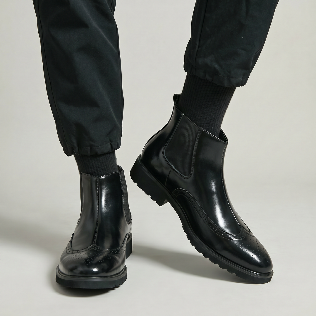 Men's Brogue Chelsea Boots – Wingtip Slip On Smart Casual Boots