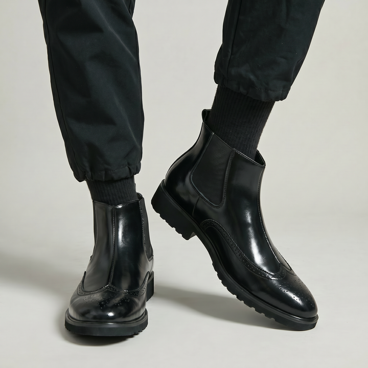 Men's Brogue Chelsea Boots – Wingtip Slip On Smart Casual Boots