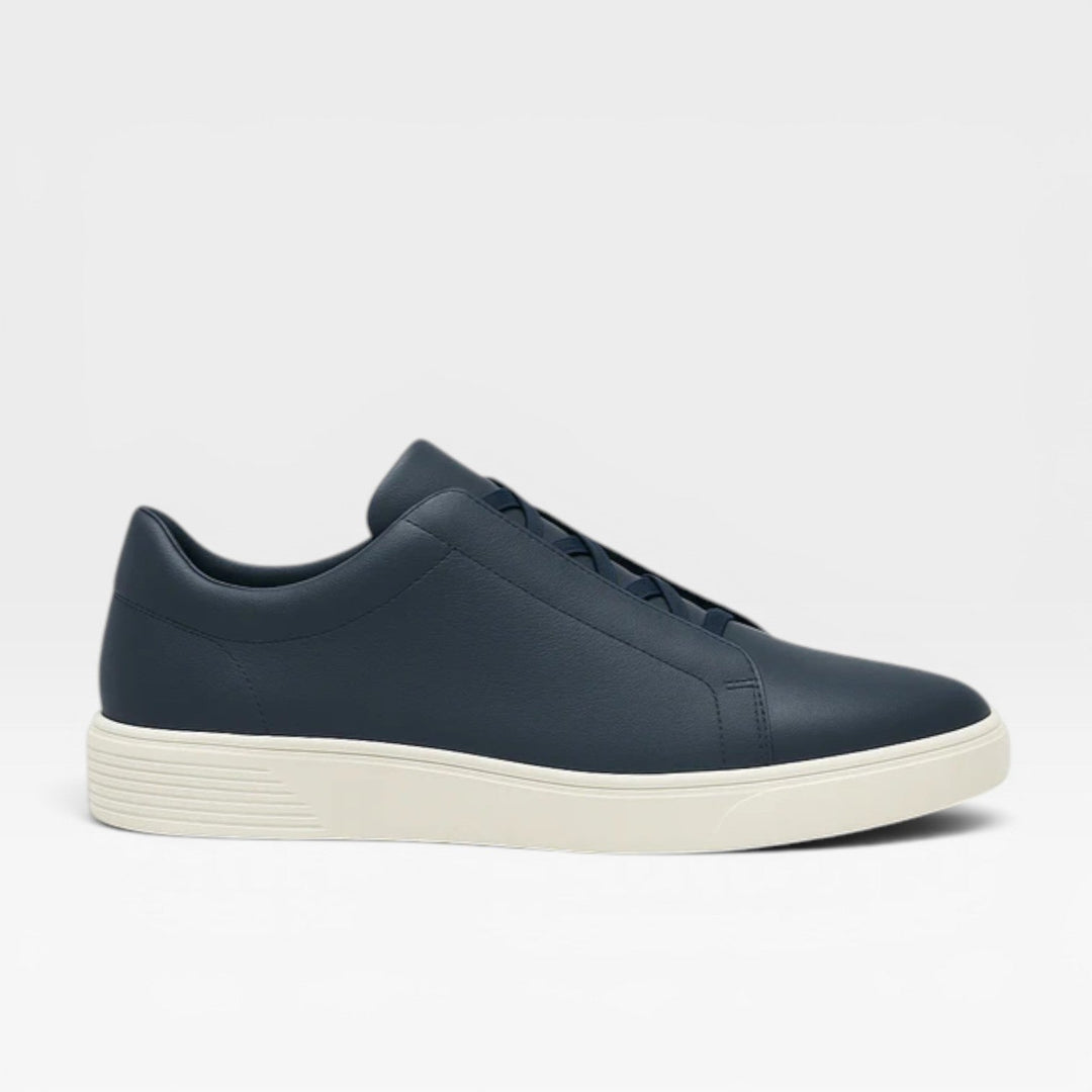 Men's Genuine Leather Slip On Trainers – Minimalist Smart Casual Sneakers