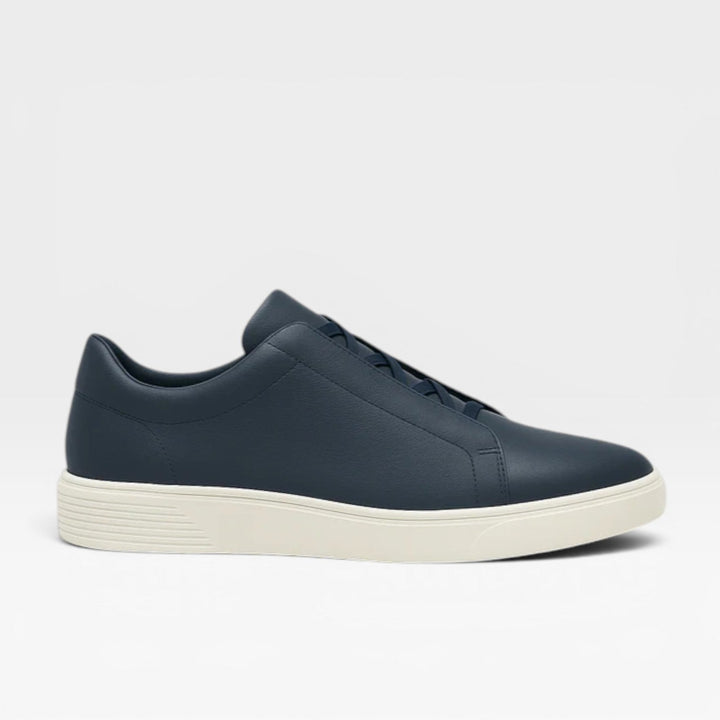 Men's Genuine Leather Slip On Trainers – Minimalist Smart Casual Sneakers