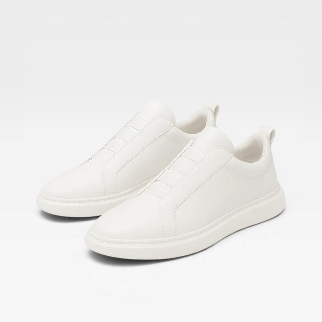 Men's Genuine Leather Slip On Trainers – Minimalist Smart Casual Sneakers