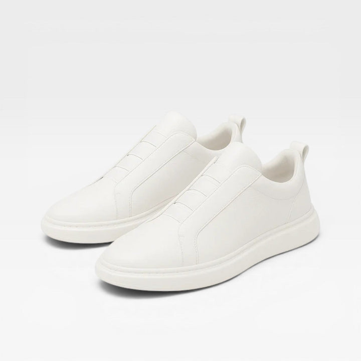 Men's Genuine Leather Slip On Trainers – Minimalist Smart Casual Sneakers