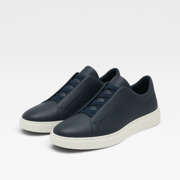 Men's Genuine Leather Slip On Trainers – Minimalist Smart Casual Sneakers