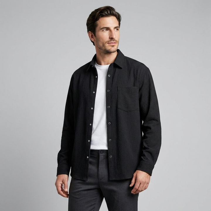Men's Autumn Textured Long Sleeve Shirt