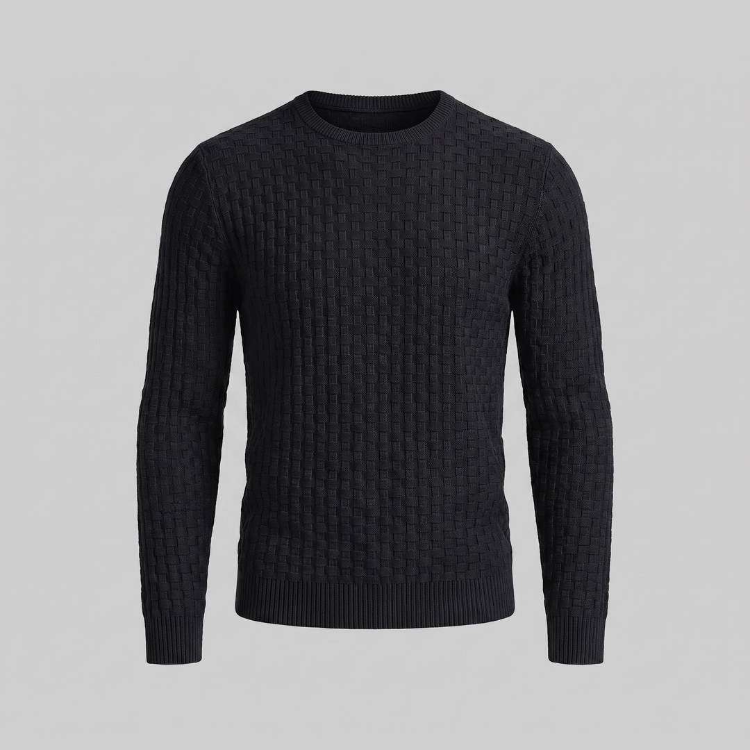 Men's Basketweave Knit Crew Sweater