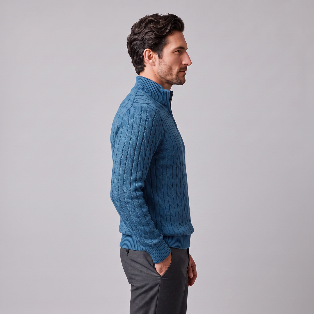 Men's Cable Knit Half-Zip Sweater