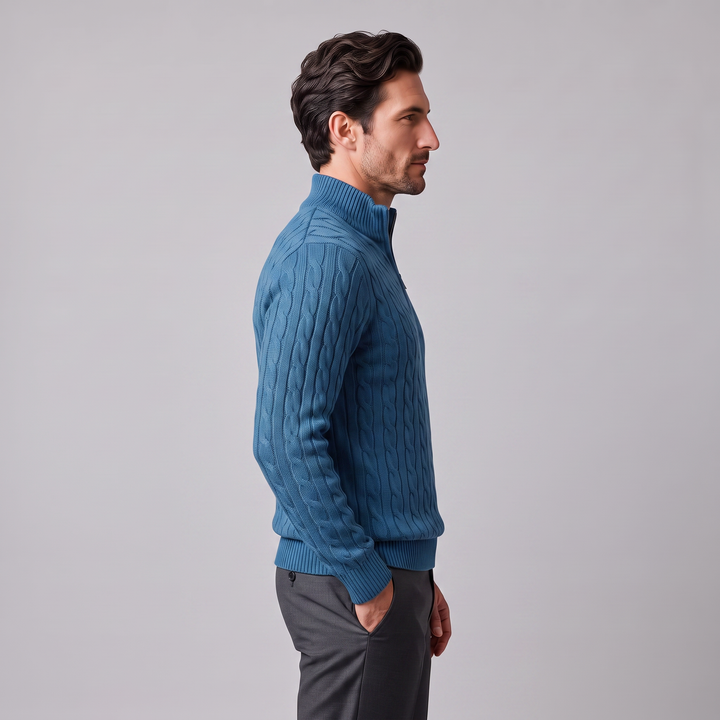 Men's Cable Knit Half-Zip Sweater