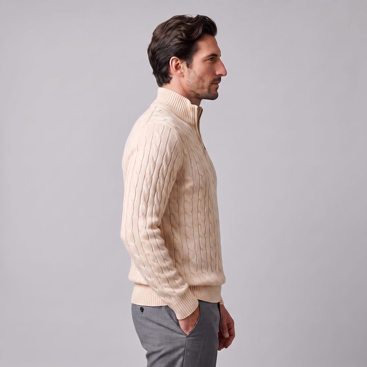 Men's Cable Knit Half-Zip Sweater