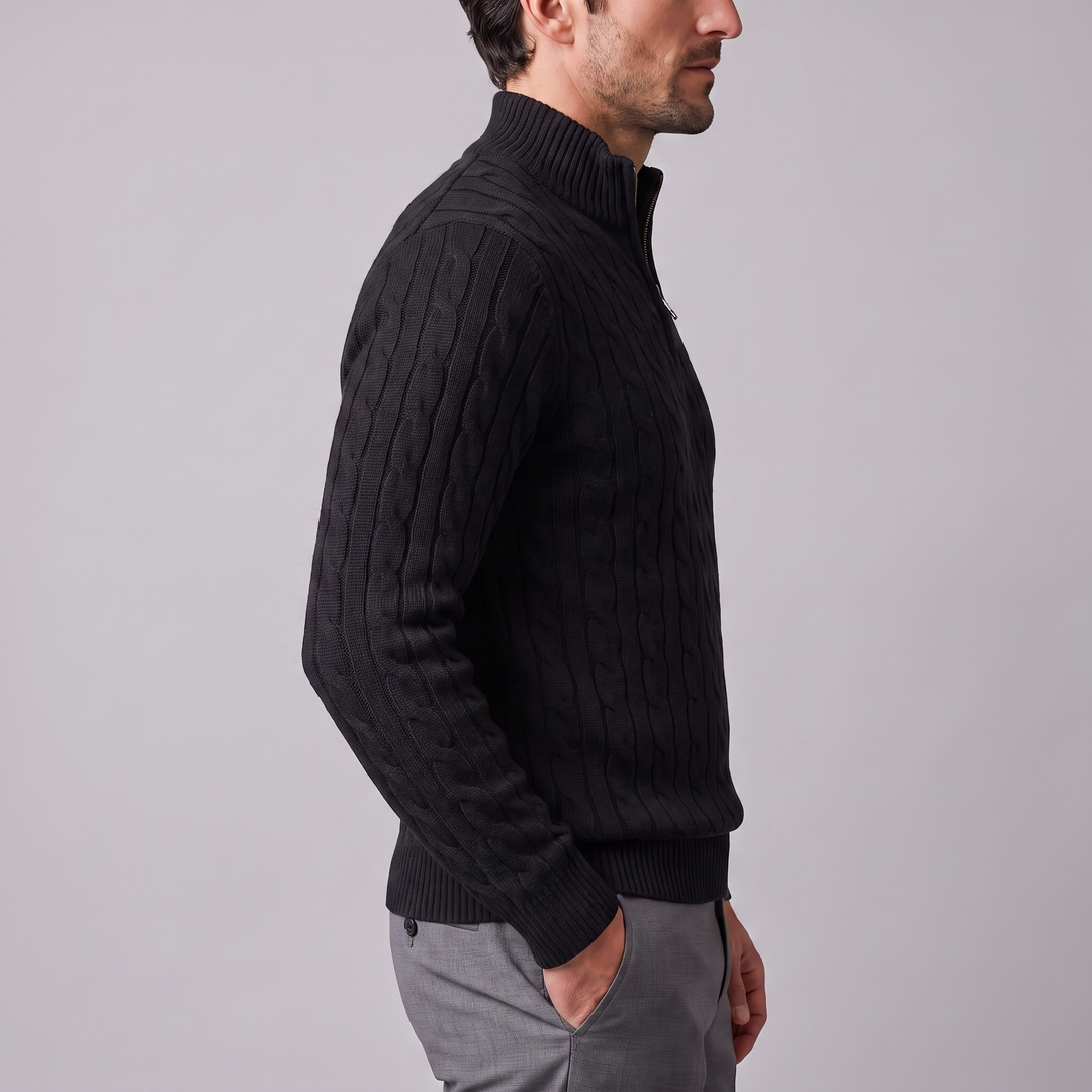 Men's Cable Knit Half-Zip Sweater