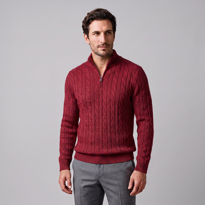 Men's Cable Knit Half-Zip Sweater