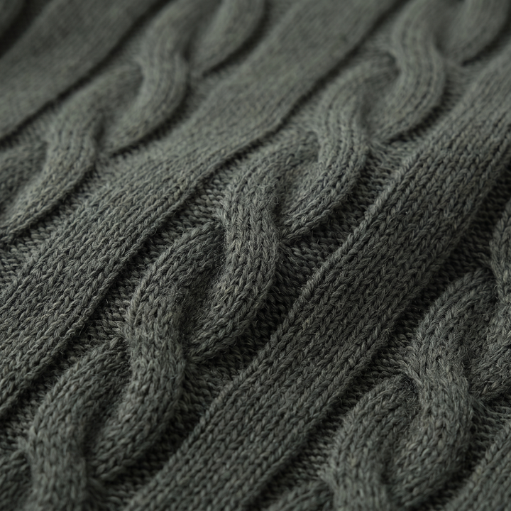 Men's Cable Knit Wool Crew Neck Sweater