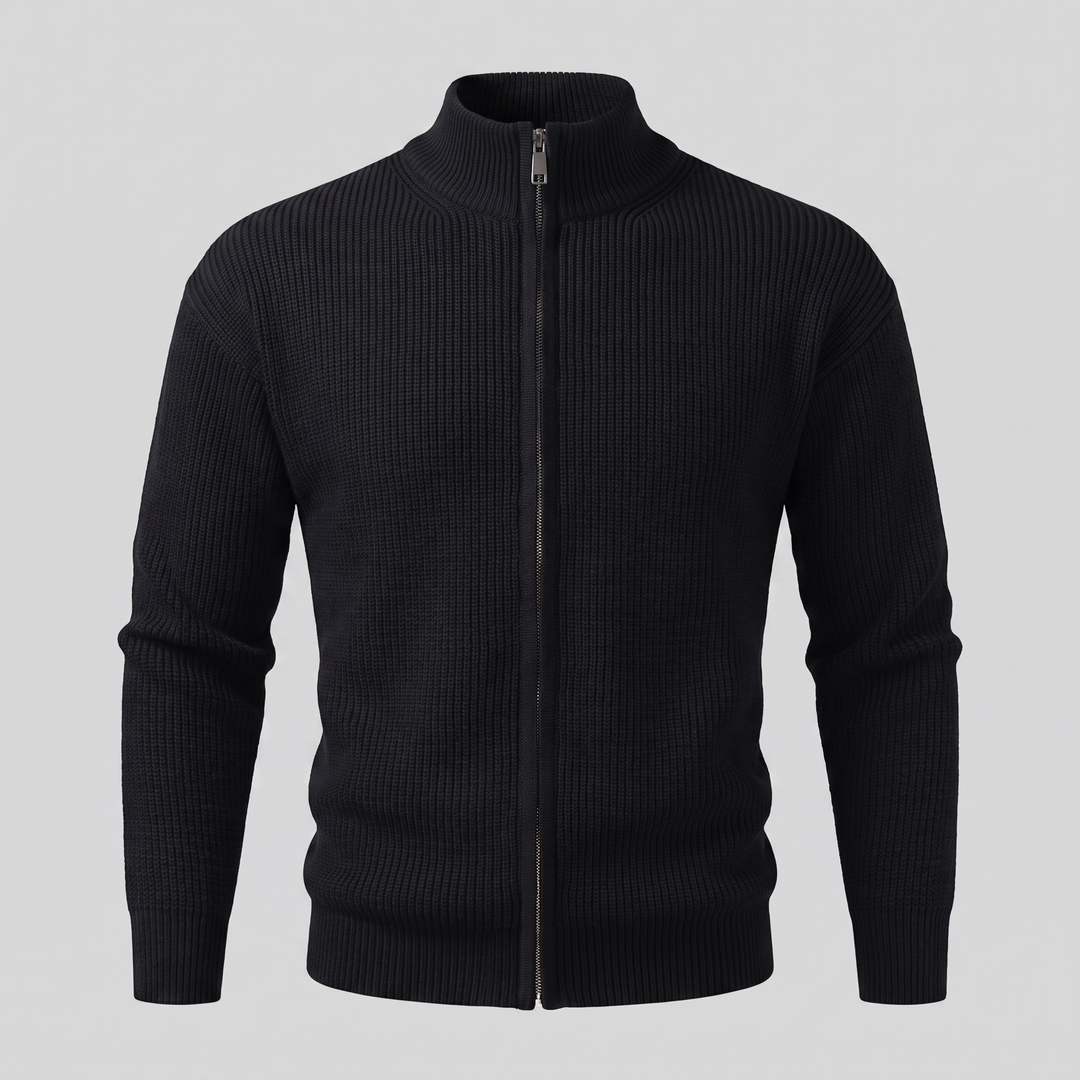 Men's Ribbed Full-Zip Knit Cardigan