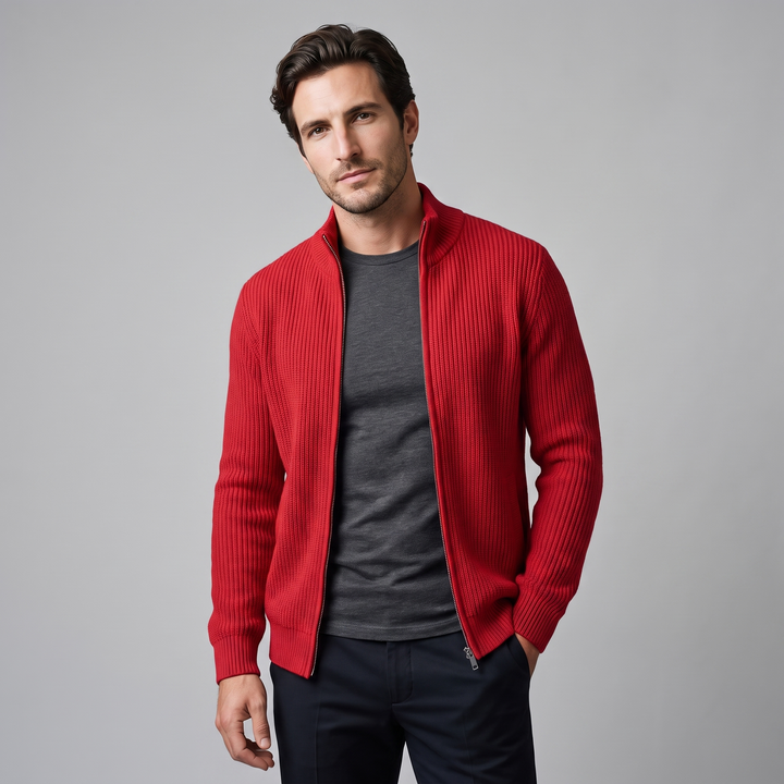 Men's Ribbed Full-Zip Knit Cardigan