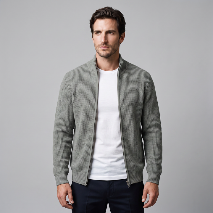 Men's Ribbed Full-Zip Knit Cardigan